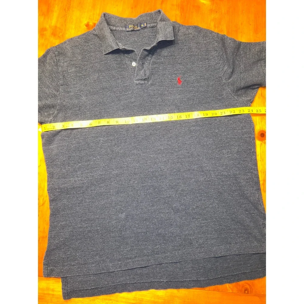 Polo Ralph Lauren Mens XL Gray Blue Heather Short Sleeve Pique Polo Shirt Preppy